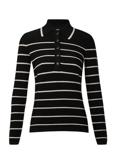 Zimmermann - Crush Striped Knit Polo Top - Black/white - 2 - Moda Operandi