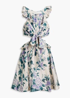 Zimmermann - Cutout floral-print linen mini dress - Blue - 4