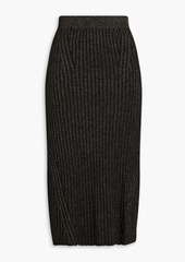 Zimmermann - Metallic ribbed-knit midi skirt - Black - 0