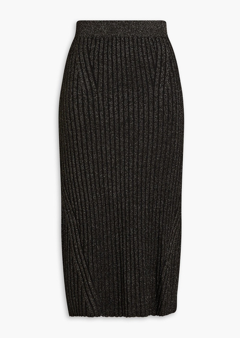 Zimmermann - Metallic ribbed-knit midi skirt - Black - 0