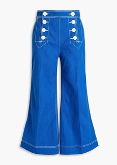 Zimmermann - Embroidered high-rise kick-flare jeans - Blue - 26