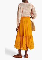 Zimmermann - Embroidered ruffle-trimmed ramie wrap skirt - Yellow - 0