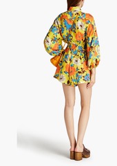 Zimmermann - Belted floral-print linen playsuit - Yellow - 00