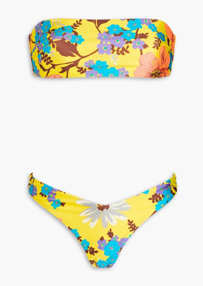 Zimmermann - Floral-print bandeau bikini - Yellow - 0
