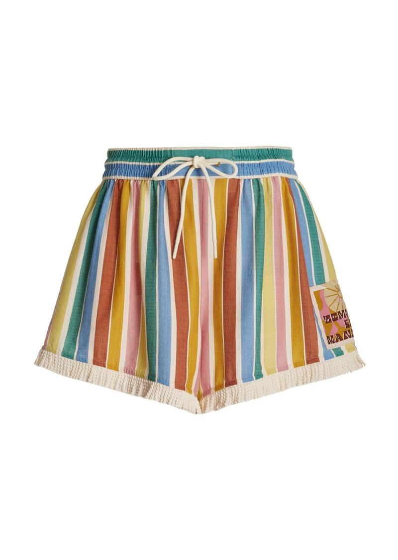 Zimmermann - Everley Relaxed Striped Cotton Shorts - Multi - 0P - Moda Operandi