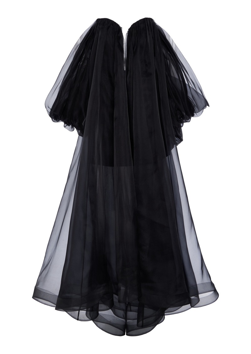 Zimmermann - Exclusive Crush Off-The-Shoulder Silk-Chiffon Maxi Dress - Black - 1 - Moda Operandi