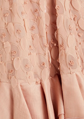 Zimmermann - Floral-appliquéd ruffled gauze mini dress - Pink - 1