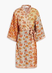 Zimmermann - Floral-print linen wrap dress - Orange - 1