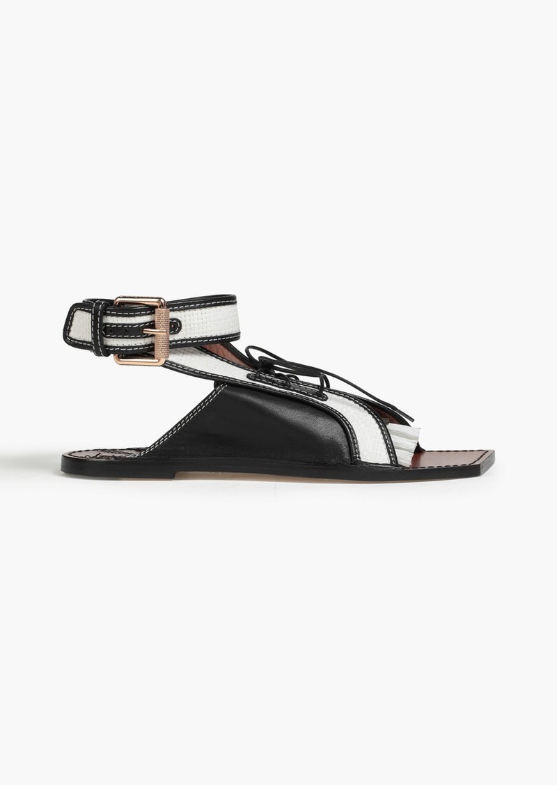 Zimmermann - Leather and faux raffia sandals - Black - EU 36