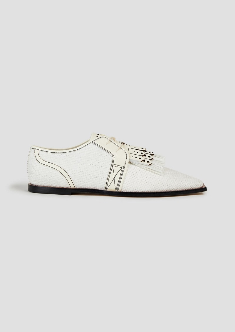 Zimmermann - Fringed leather-trimmed raffia brogues - White - EU 36