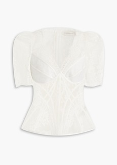 Zimmermann - Gathered cotton-blend lace top - White - 00