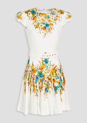 Zimmermann - Gathered cutout floral-print linen mini dress - White - 0