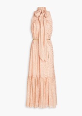 Zimmermann - Pussy-bow metallic fil coupé silk-crepon midi dress - Pink - 00