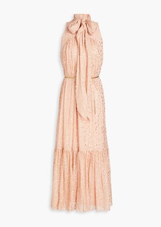 Zimmermann - Pussy-bow metallic fil coupé silk-crepon midi dress - Pink - 00