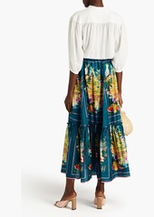 Zimmermann - Gathered printed silk-voile maxi skirt - Blue - 0