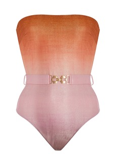 Zimmermann - Golden Strapless Metallic Lurex One-Piece Swimsuit - Orange - 1 - Moda Operandi