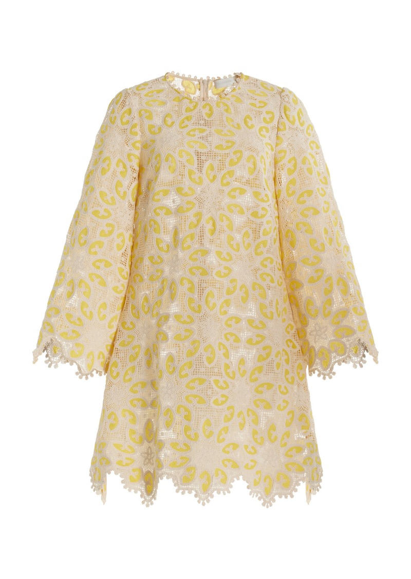 Zimmermann - Golden Woven Lace Mini Dress - Yellow - 2 - Moda Operandi