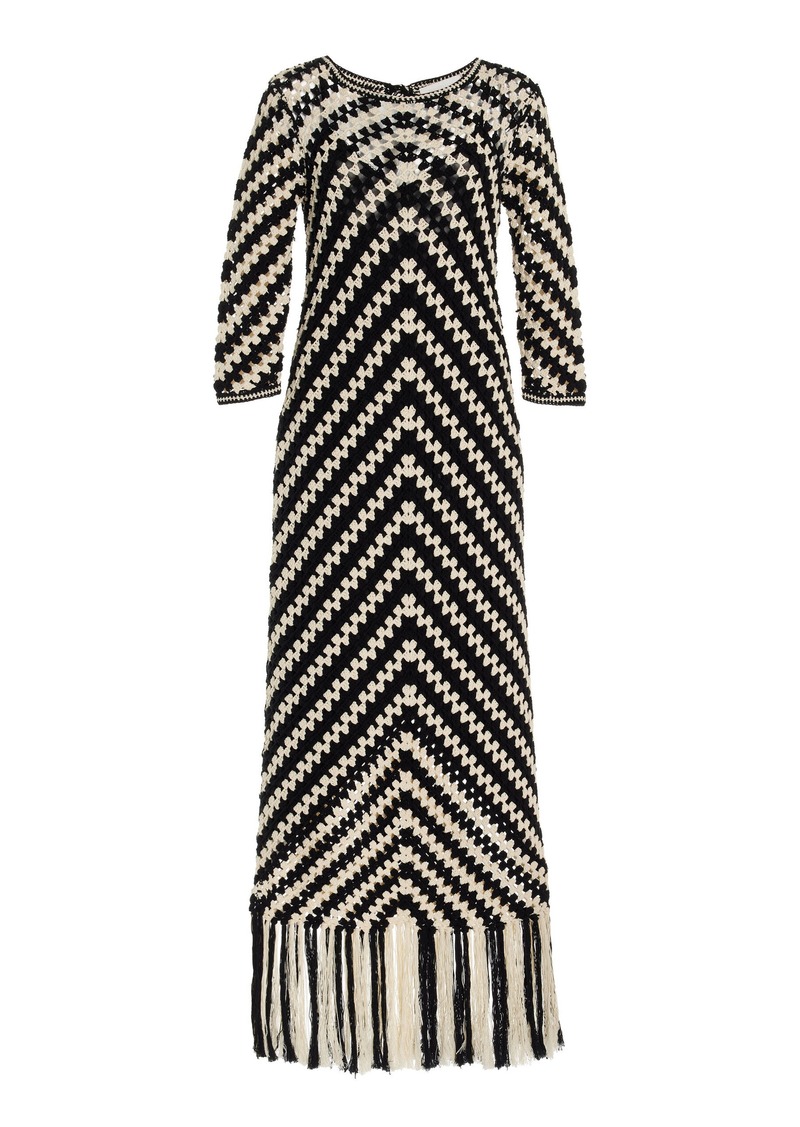 Zimmermann - Halliday Hand-Crocheted Cotton Maxi Dress - Black/white - 2 - Moda Operandi