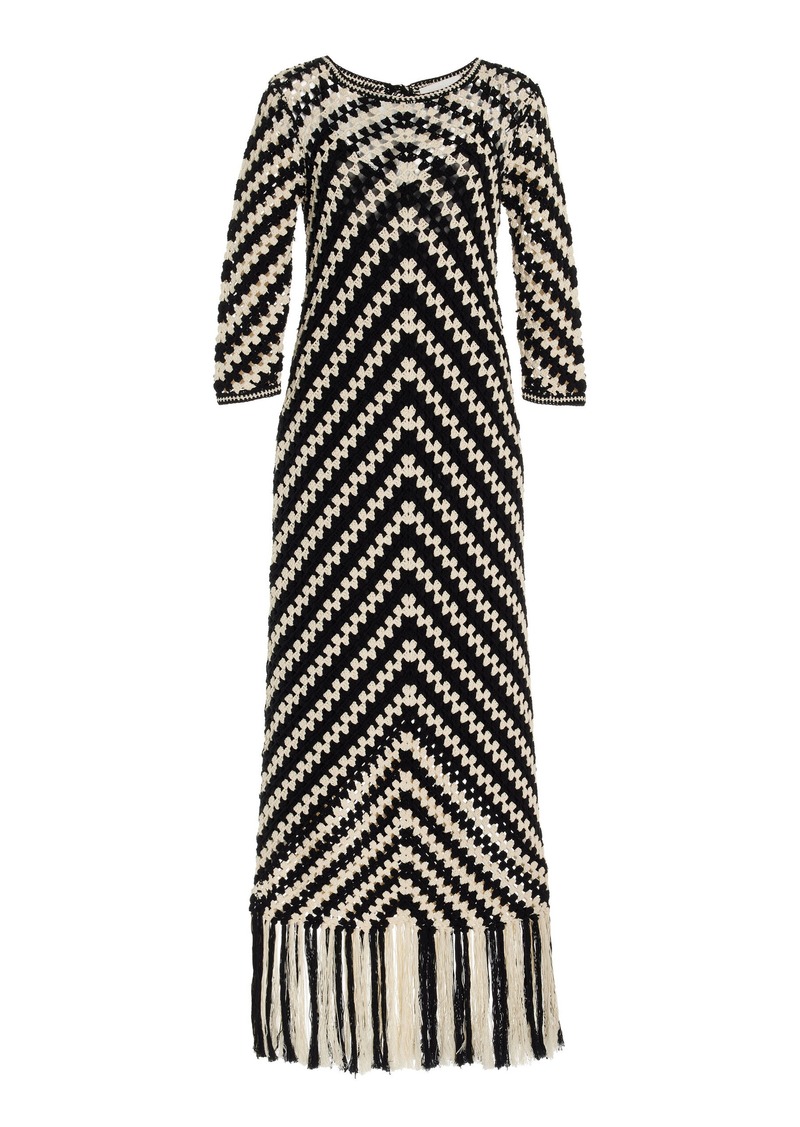 Zimmermann - Halliday Hand-Crocheted Cotton Maxi Dress - Black/white - 0 - Moda Operandi