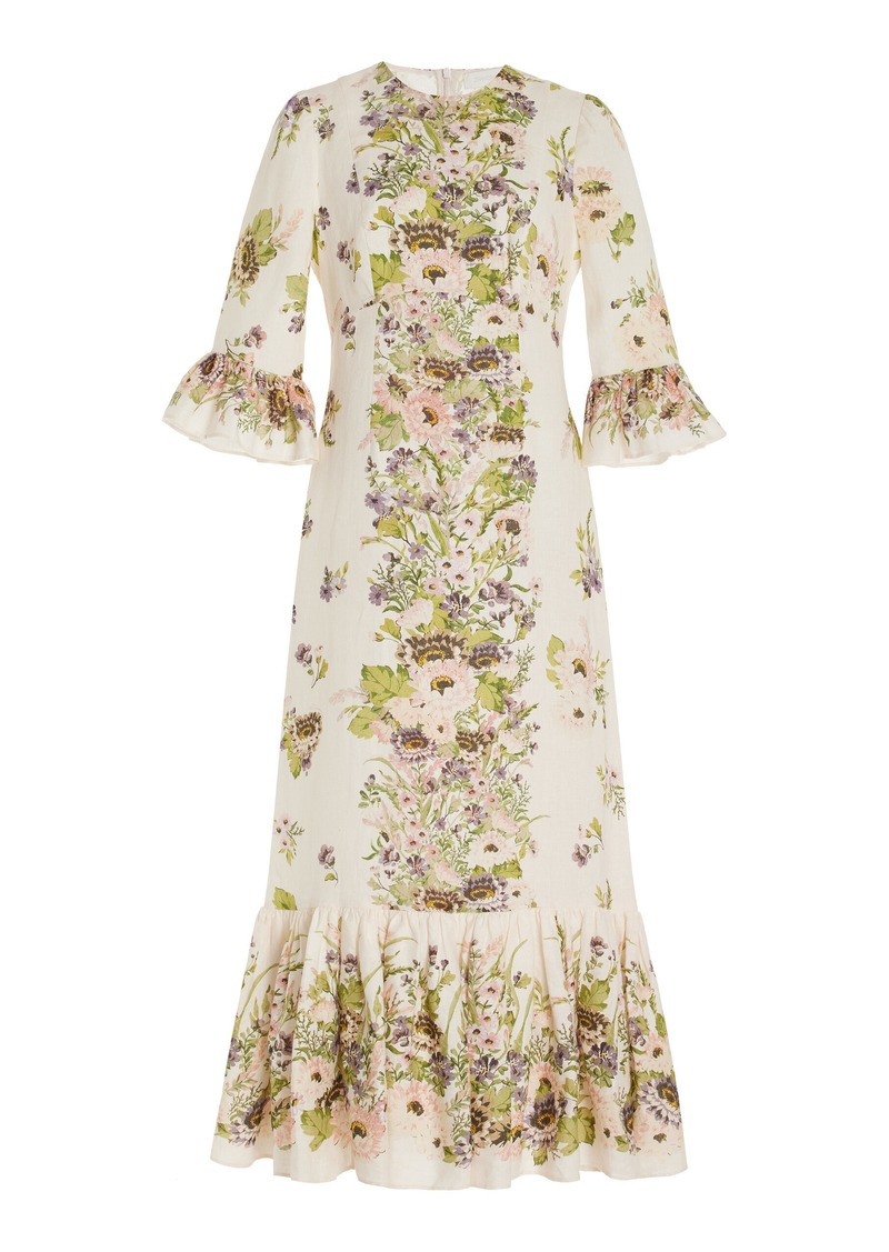 Zimmermann - Halliday Ruffled Floral Linen Maxi Dress - Floral - 0 - Moda Operandi