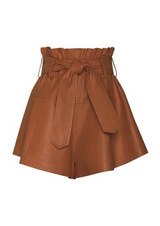 Zimmermann - Harmony Pleated Leather Shorts - Brown - 0 - Moda Operandi