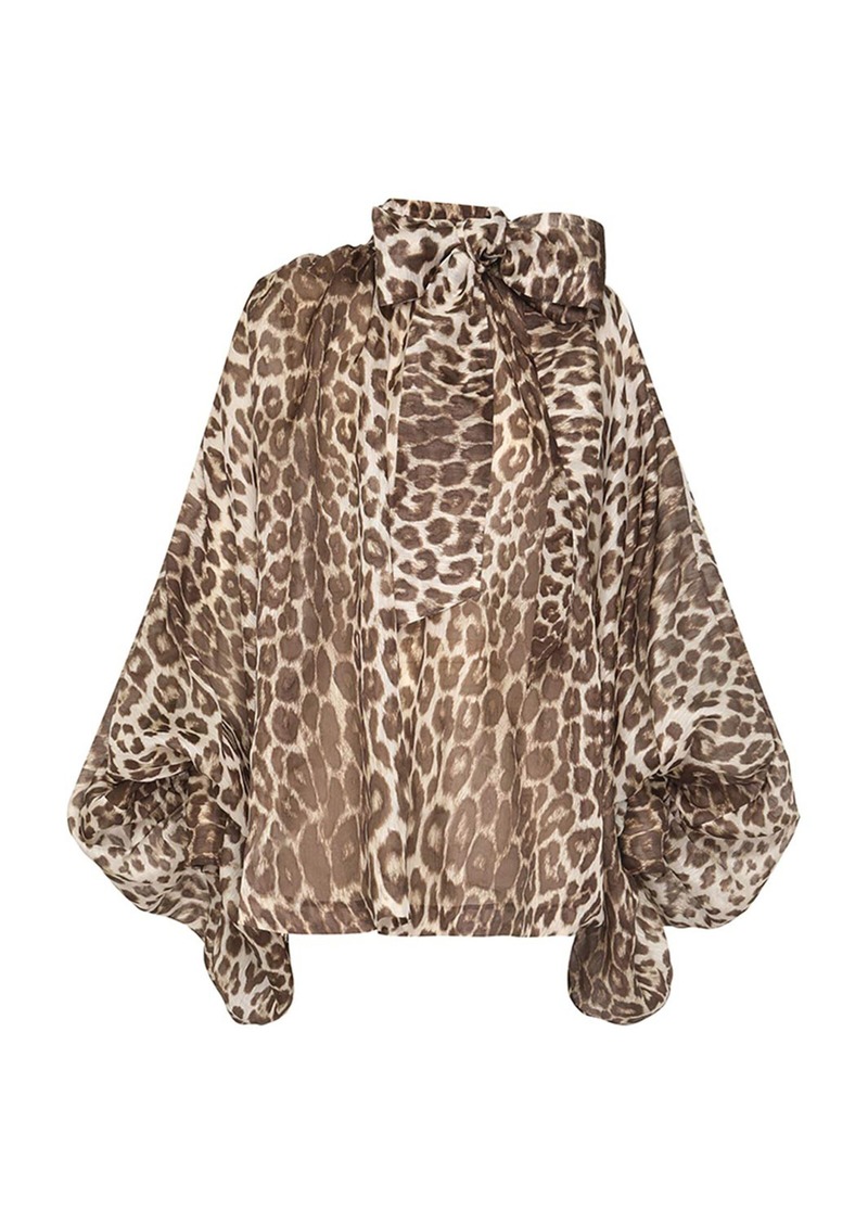 Zimmermann - Illustration Billow Leopard-Printed Linen-Silk Chiffon Top - Print - M - Moda Operandi