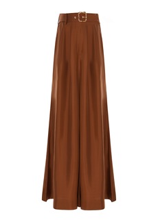 Zimmermann - Illustration High-Rise Silk Wide-Leg Pants - Brown - 0P - Moda Operandi