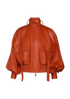 Zimmermann - Illustration Leather Bomber Jacket - Orange - 1 - Moda Operandi