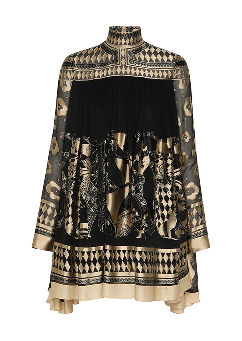 Zimmermann - Illustration Otto Metallic Silk-Blend Jacquard Mini Dress - Black - 0 - Moda Operandi