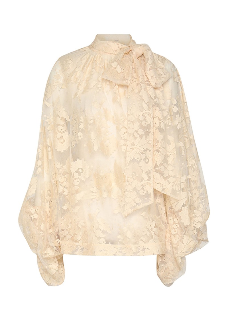 Zimmermann - Illustration Oversized Lace Top - Off-White - XS - Moda Operandi