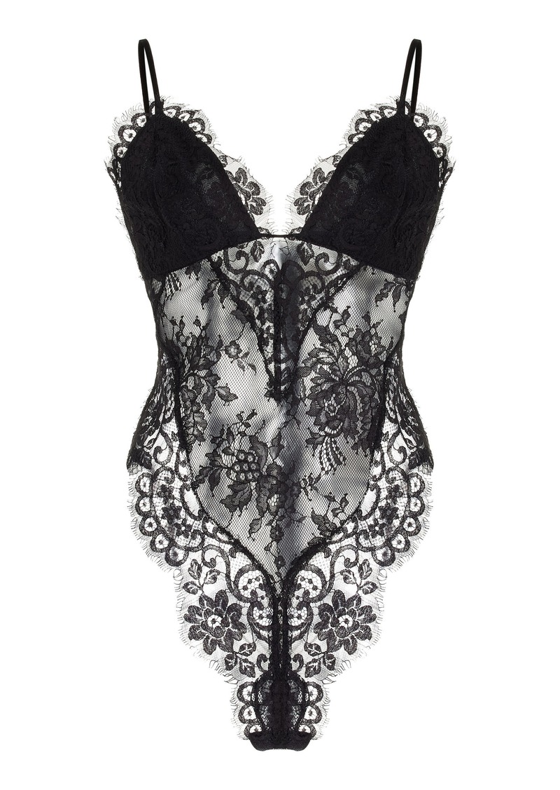 Zimmermann - Illustration Plunged Lace Bodysuit - Black - 1 - Moda Operandi