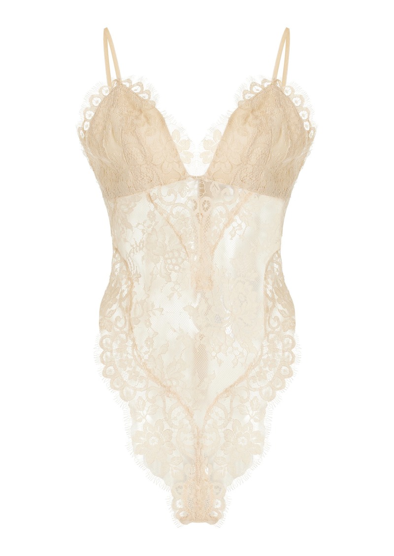 Zimmermann - Illustration Plunged Lace Bodysuit - Off-White - 4 - Moda Operandi