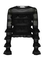 Zimmermann - Illustration Ruffled Knit Top - Black - 0 - Moda Operandi