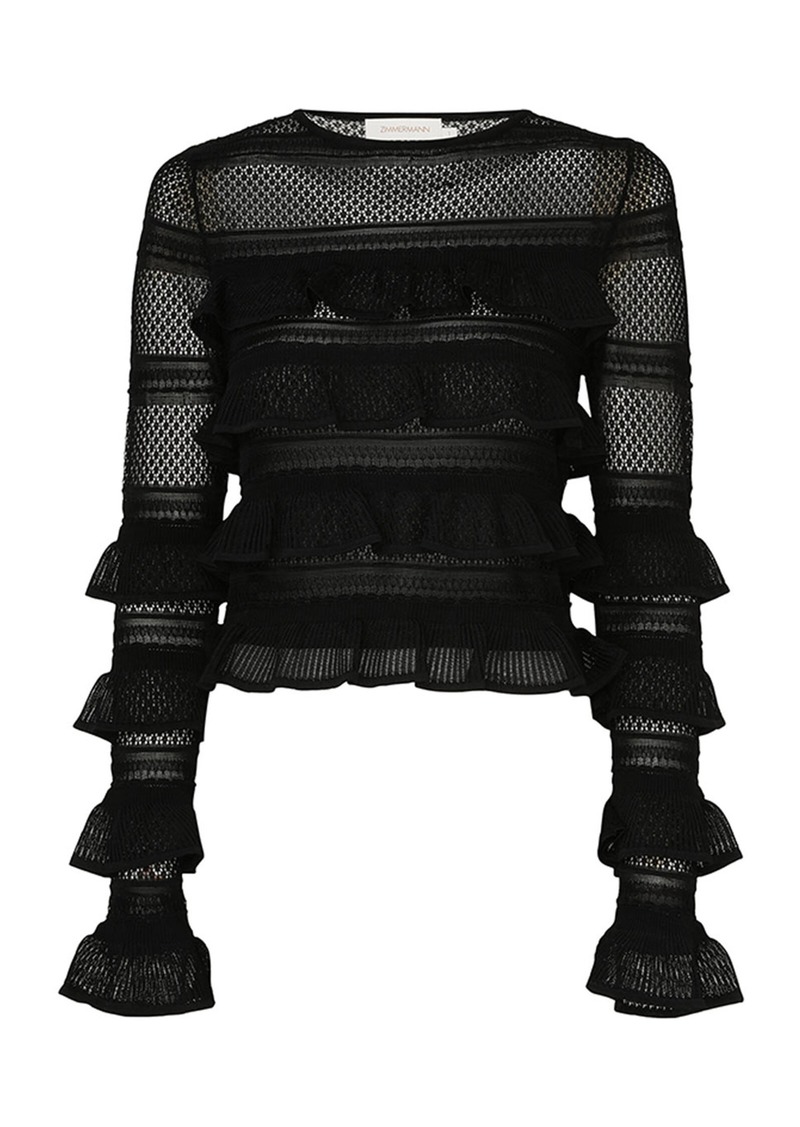 Zimmermann - Illustration Ruffled Knit Top - Black - 2 - Moda Operandi