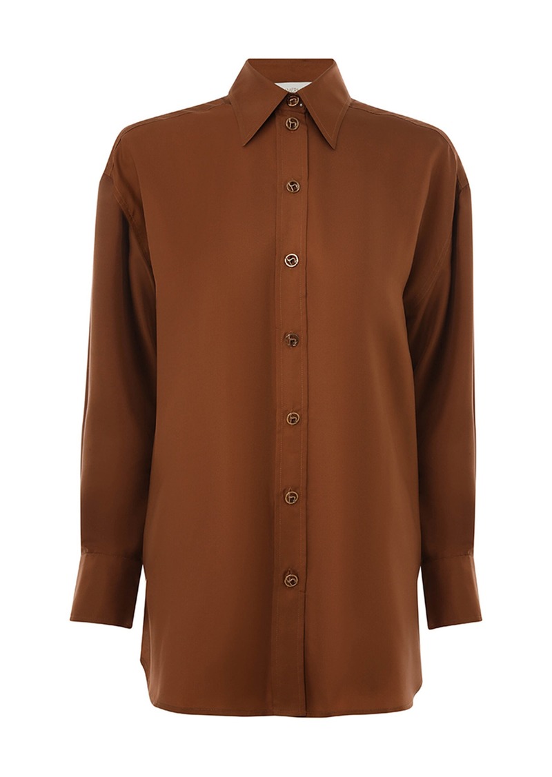 Zimmermann - Illustration Silk Shirt - Brown - 0P - Moda Operandi