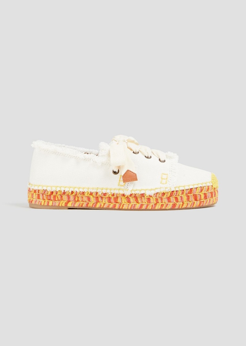 Zimmermann - Lace-up canvas platform espadrilles - White - EU 37