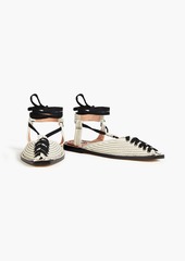 Zimmermann - Lace-up quilted canvas slippers - White - EU 36