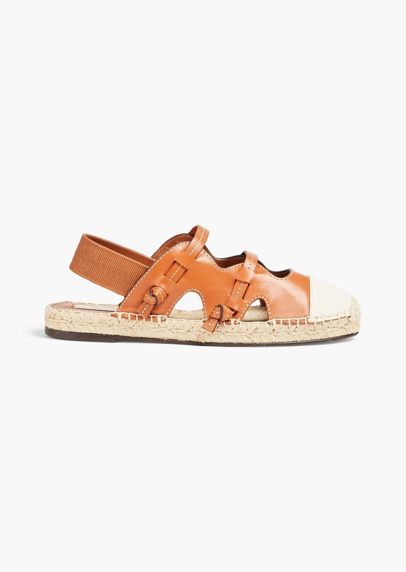 Zimmermann - Leather and canvas slingback espadrilles - Brown - EU 38