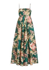 Zimmermann - Lexi Floral-Printed Linen Midi Dress - Green - 4 - Moda Operandi