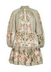 Zimmermann - Lexi Tiered Cotton Mini Dress - Green - 0 - Moda Operandi