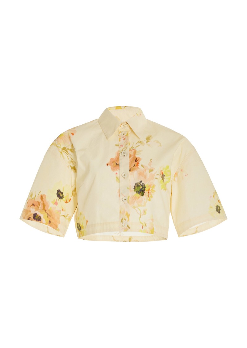 Zimmermann - Lightburst Cropped Floral Cotton Shirt - Yellow - 2 - Moda Operandi