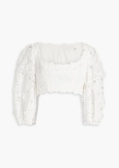 Zimmermann - Cropped ramie guipure lace top - White - 2