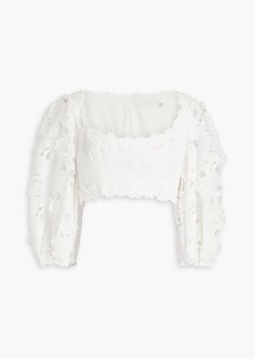 Zimmermann - Cropped ramie guipure lace top - White - 2