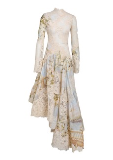Zimmermann - Luminosity Asymmetric Linen-Silk Dress - Floral - 4 - Moda Operandi