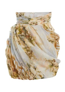 Zimmermann - Luminosity Draped Linen-Silk Mini Skirt - Floral - 0 - Moda Operandi