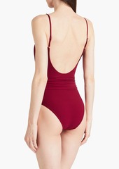 Zimmermann - Belted ribbed swimsuit - Burgundy - 0