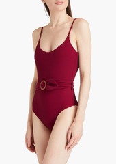 Zimmermann - Belted ribbed swimsuit - Burgundy - 0