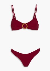 Zimmermann - Buckled ribbed bikini - Burgundy - 0