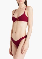 Zimmermann - Buckled ribbed bikini - Burgundy - 0