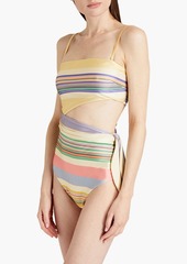 Zimmermann - Cutout striped bandeau swimsuit - Yellow - 0